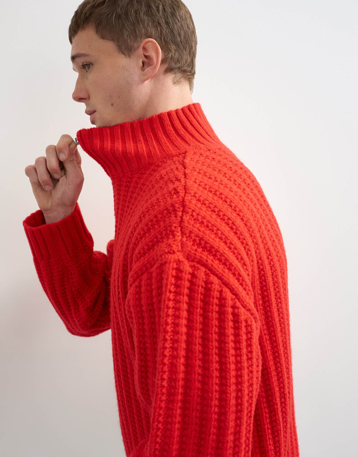 Topman relaxed fit knitted 1/4 zip funnel neck knitted jumper in red
