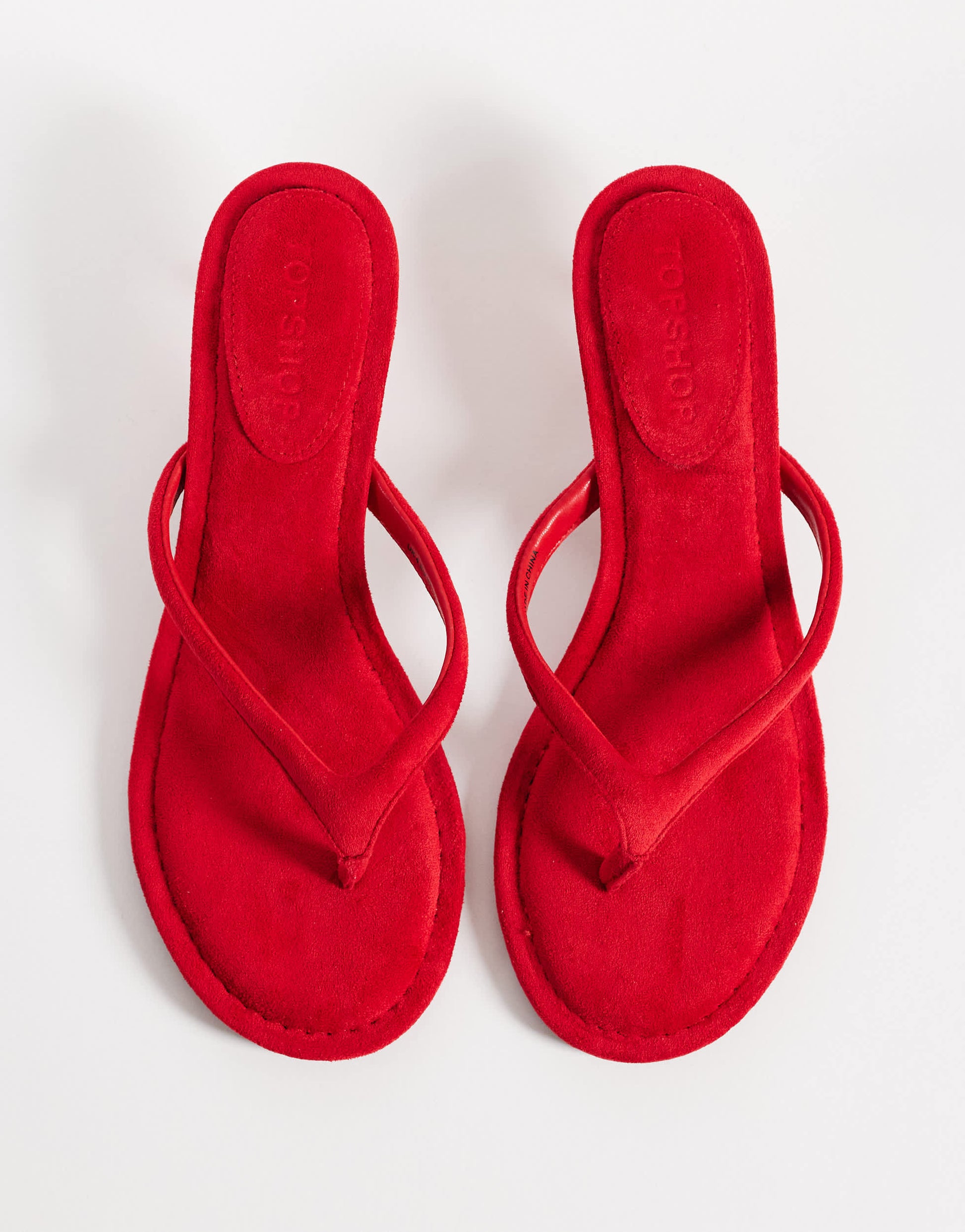 Topshop Axel toe thong mid heel sandal in red