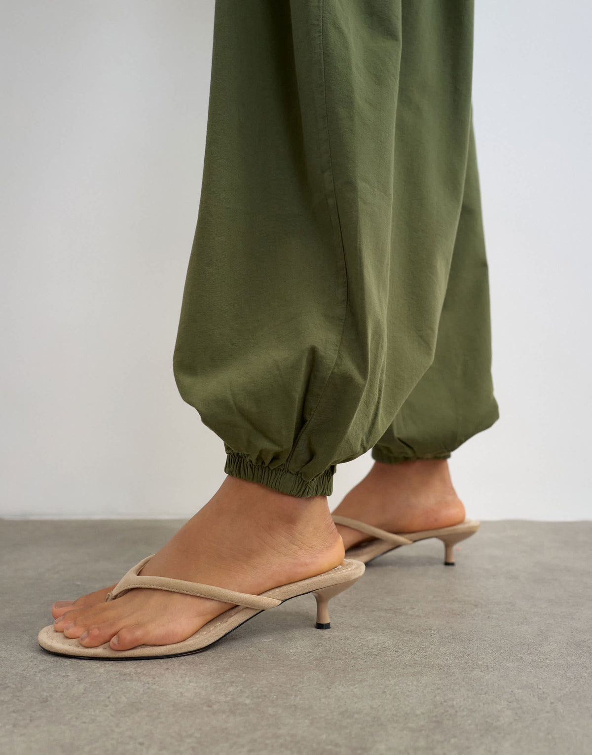 Topshop deep yoke balloon trouser in khaki