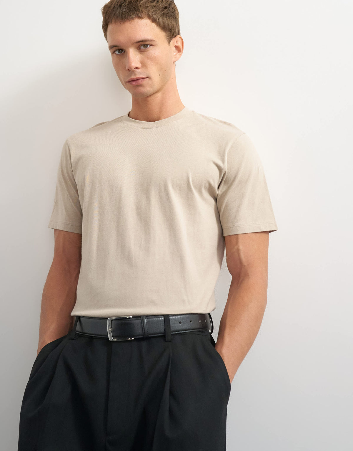 Topman classic fit t-shirt in stone