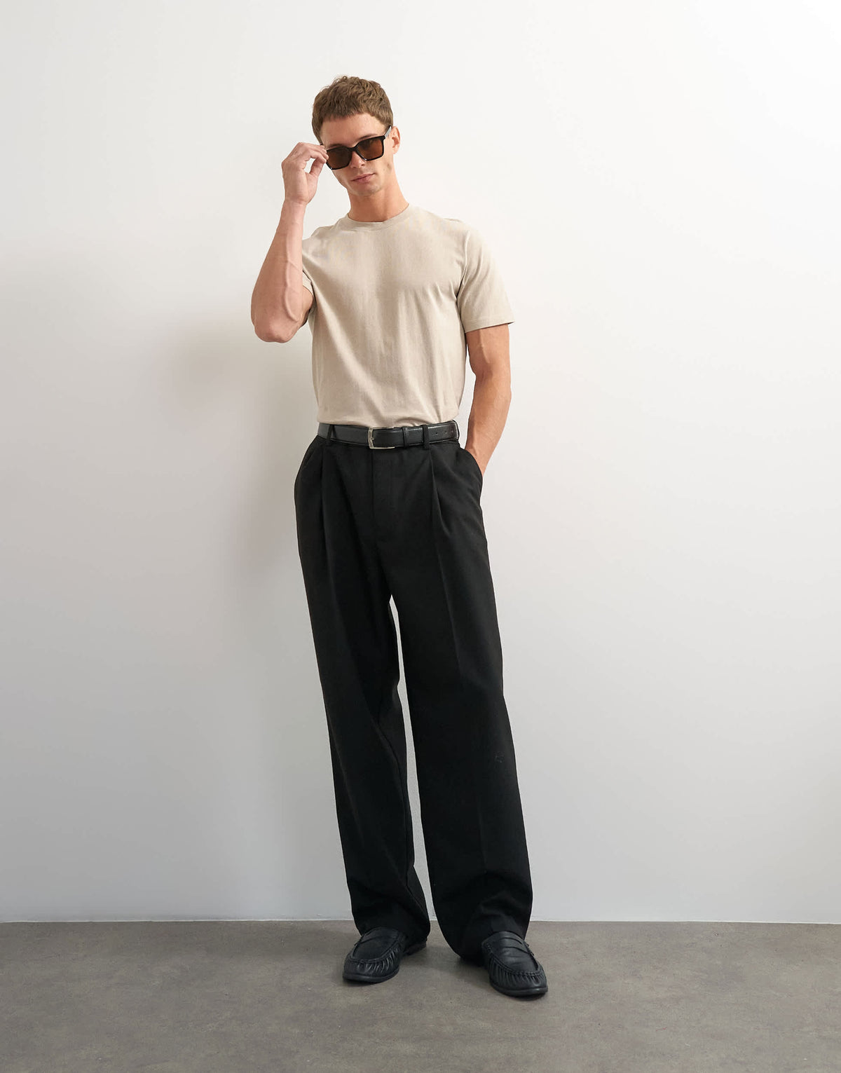 Topman classic fit t-shirt in stone