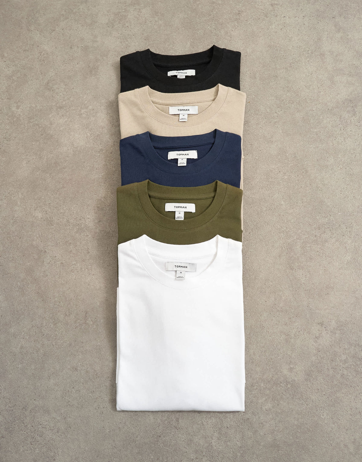 Topman 5 pack classic fit t-shirt in black, white, stone, navy and khaki