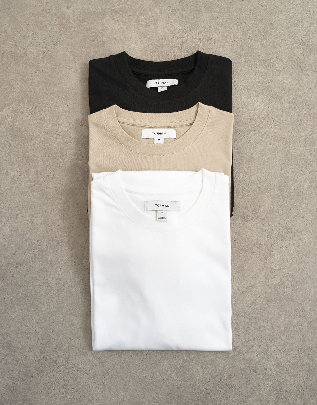 Topman 3 pack classic fit t-shirt in black, white and stone