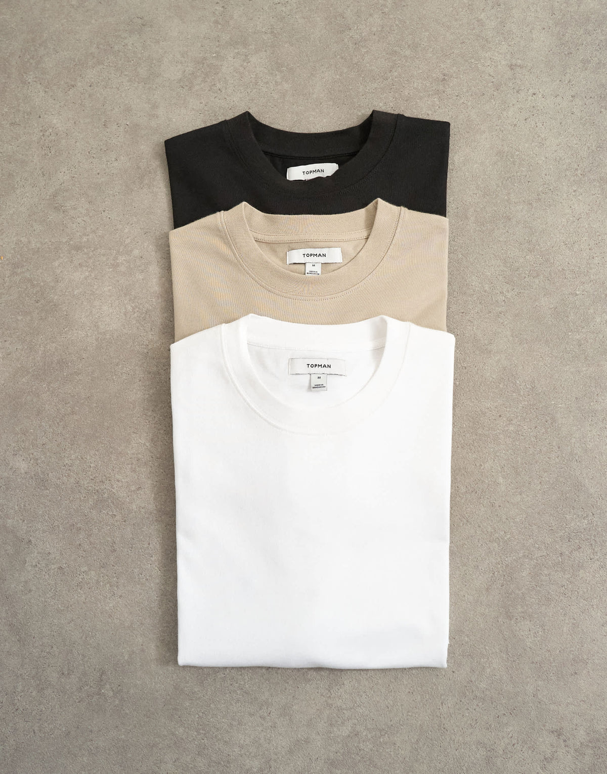 Topman 3 pack relaxed fit t-shirt in black, white and stone