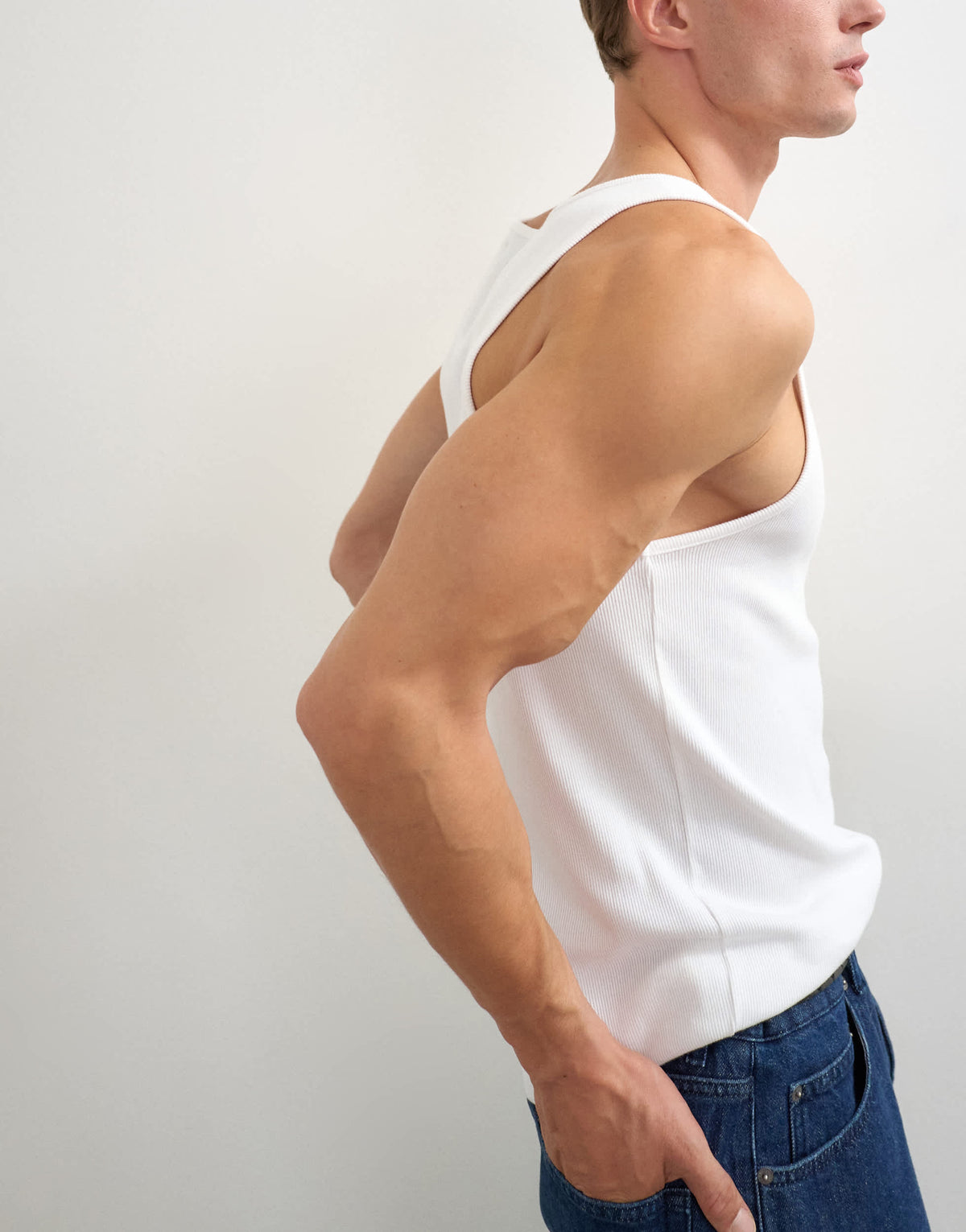 Topman rib vest in white