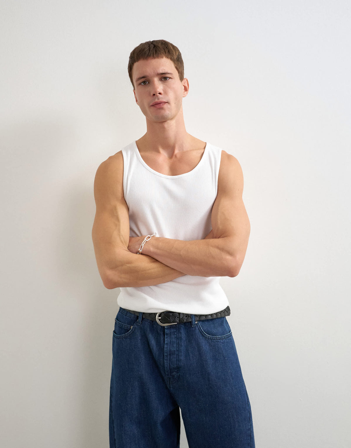 Topman rib vest in white