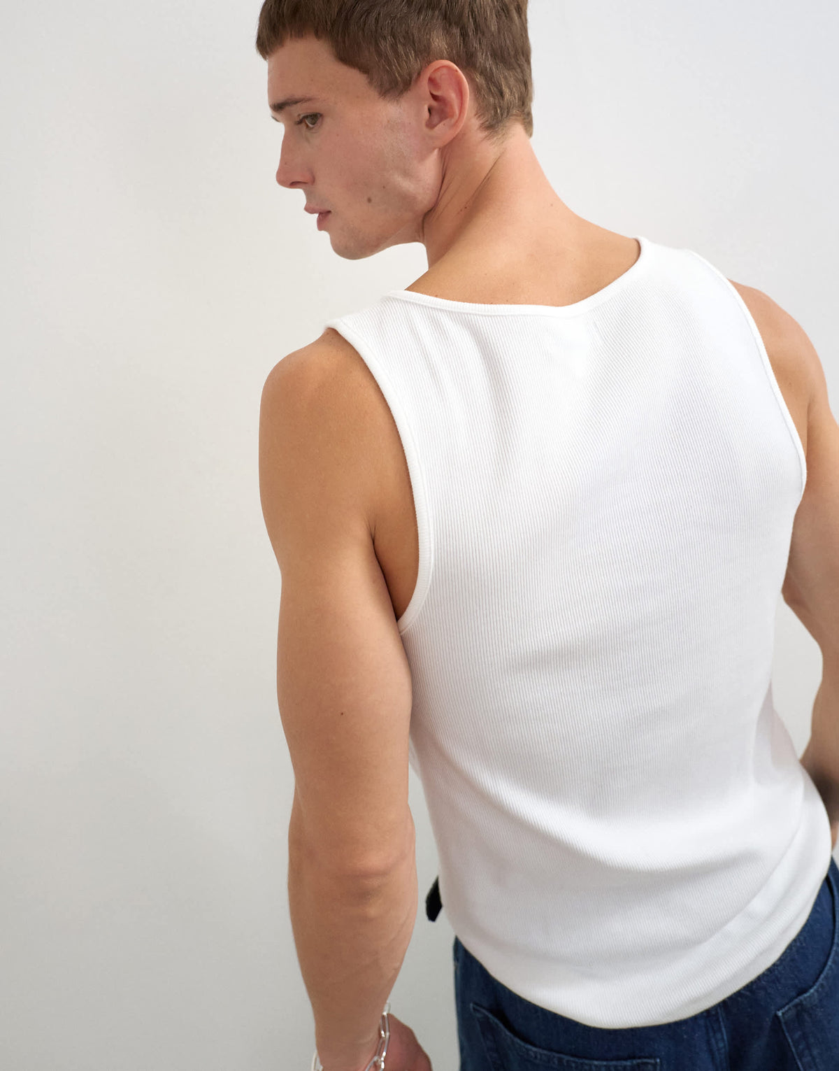 Topman rib vest in white