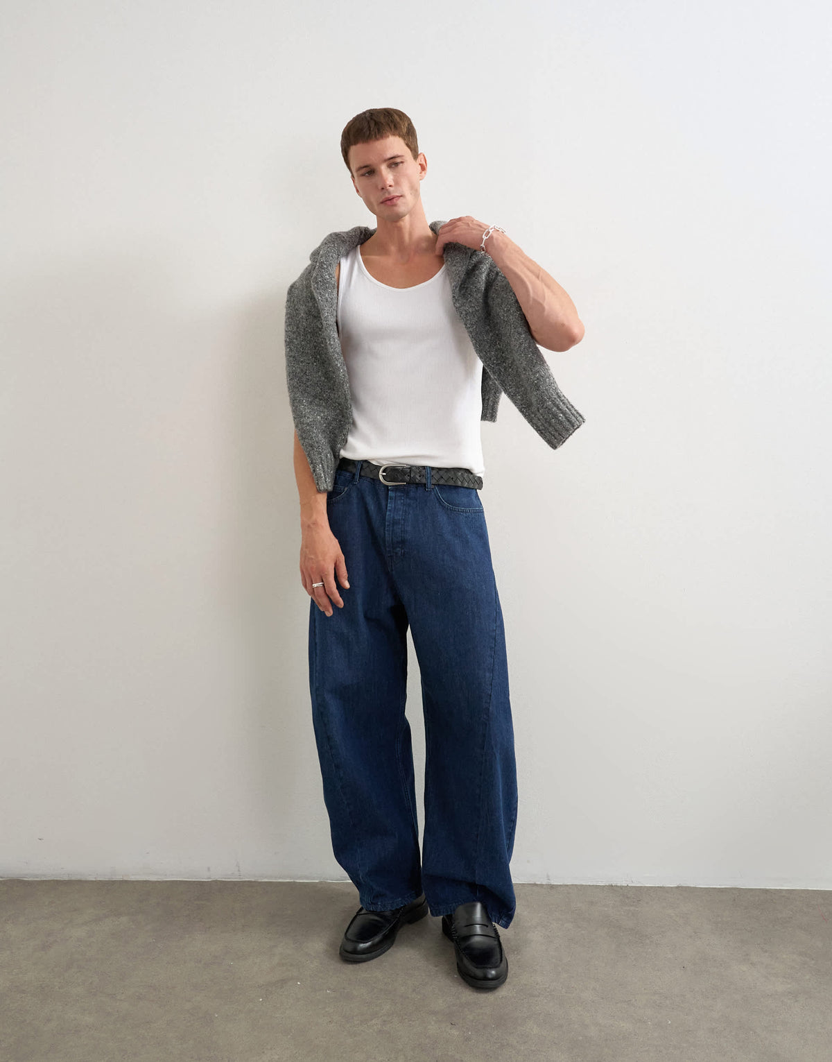 Topman rib vest in white