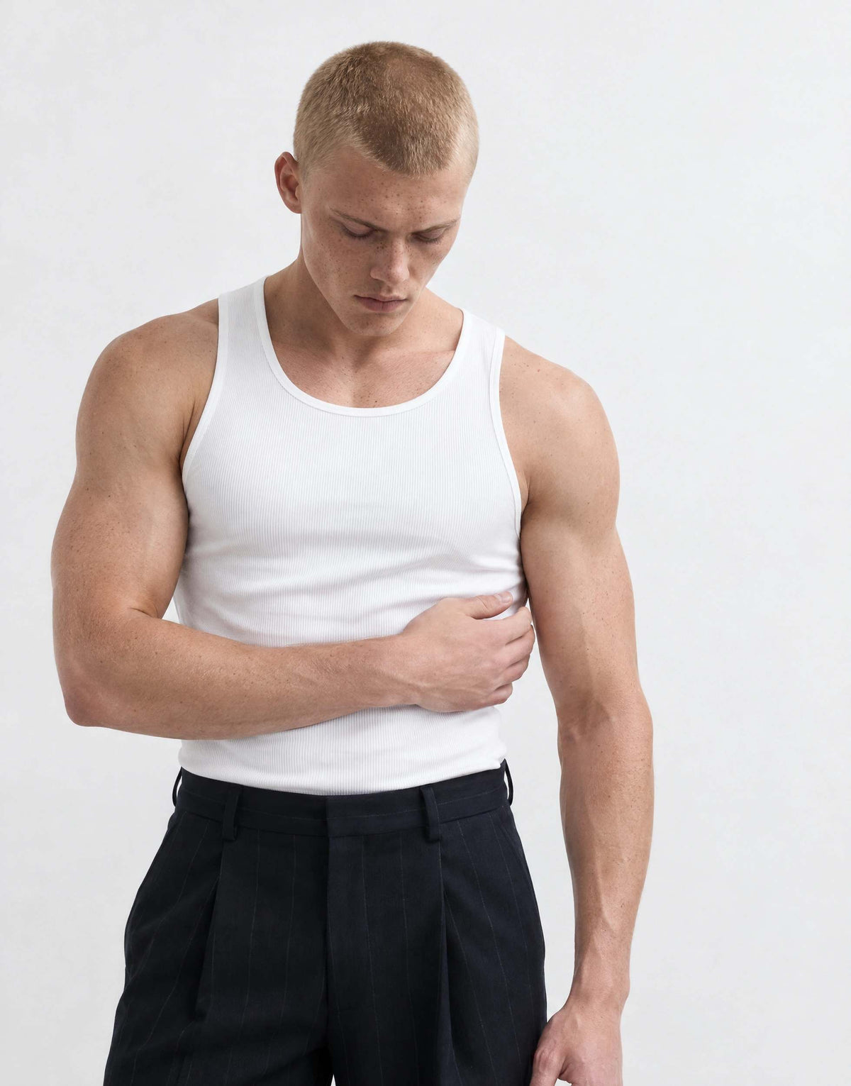 Topman rib vest in white