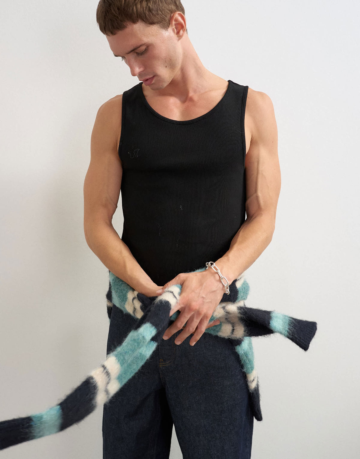 Topman rib vest in black