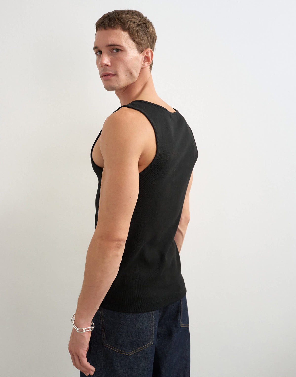 Topman rib vest in black