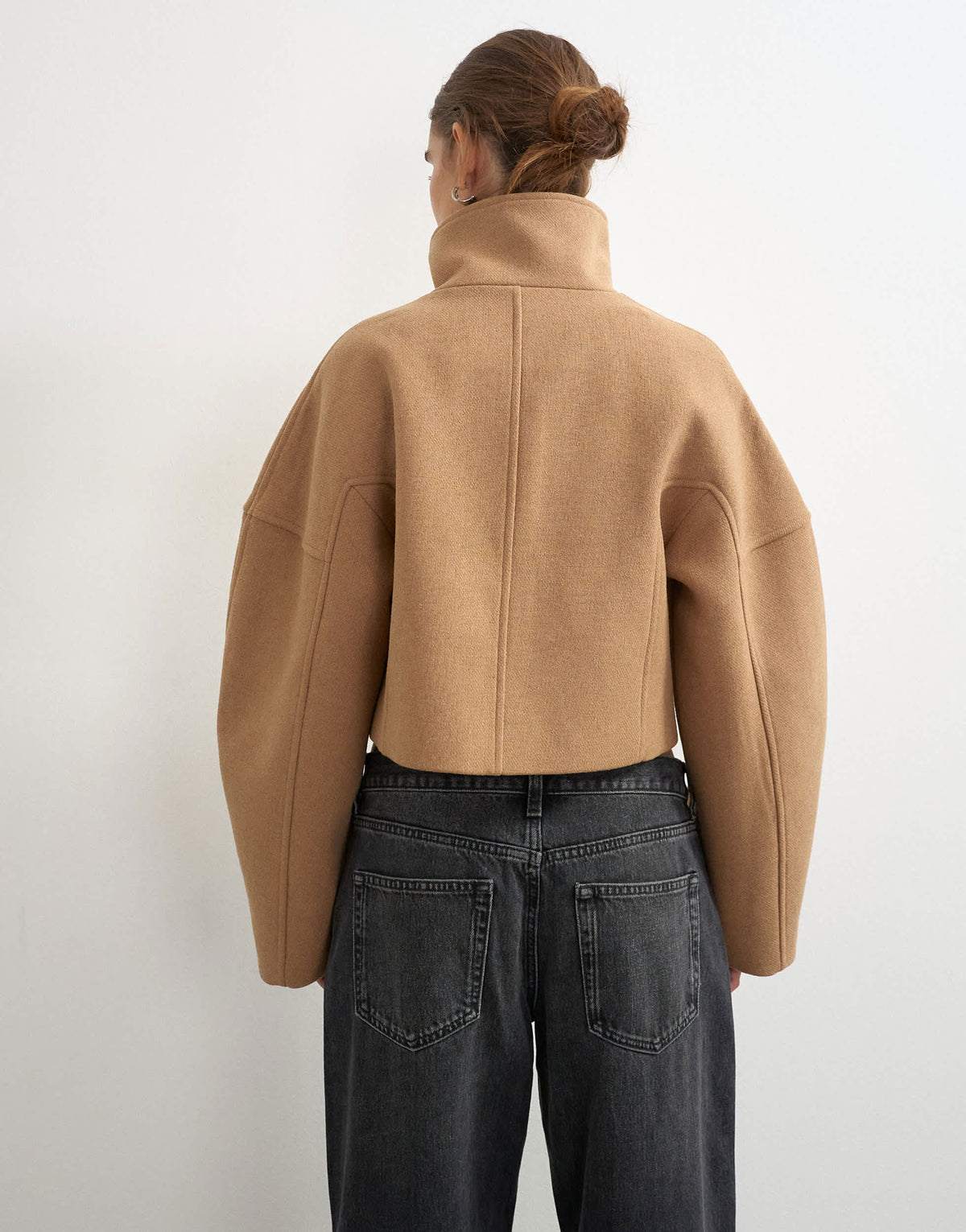 Topshop cropped formal coat in camel