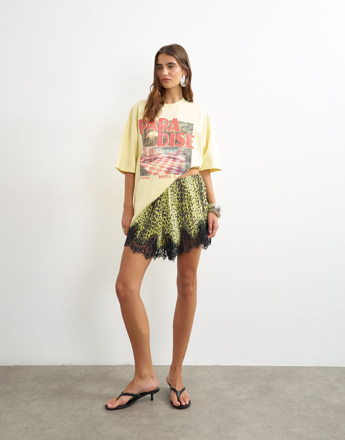 Topshop graphic 'Paradise' short sleeved t shirt in yellow