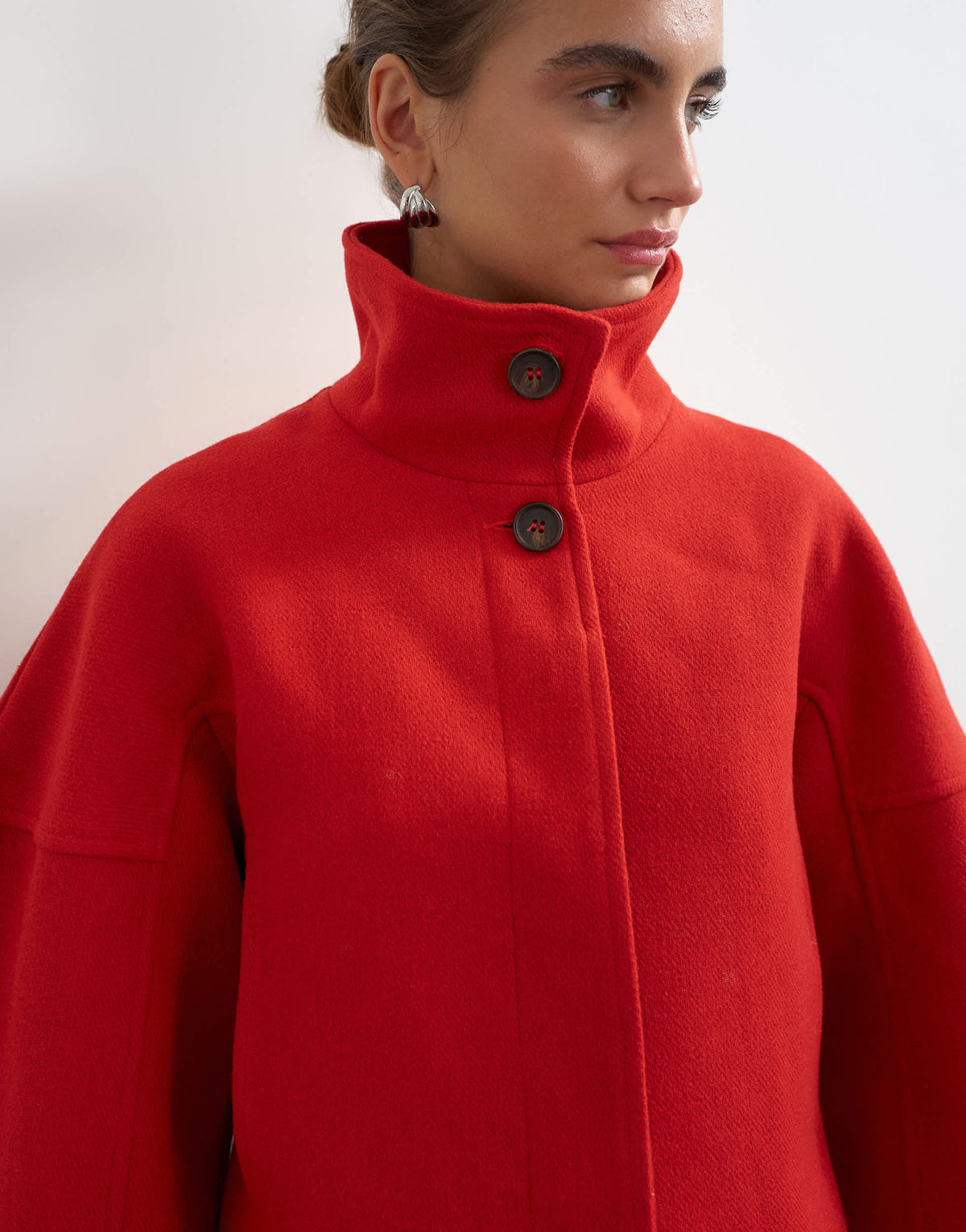 Topshop cropped formal coat in red