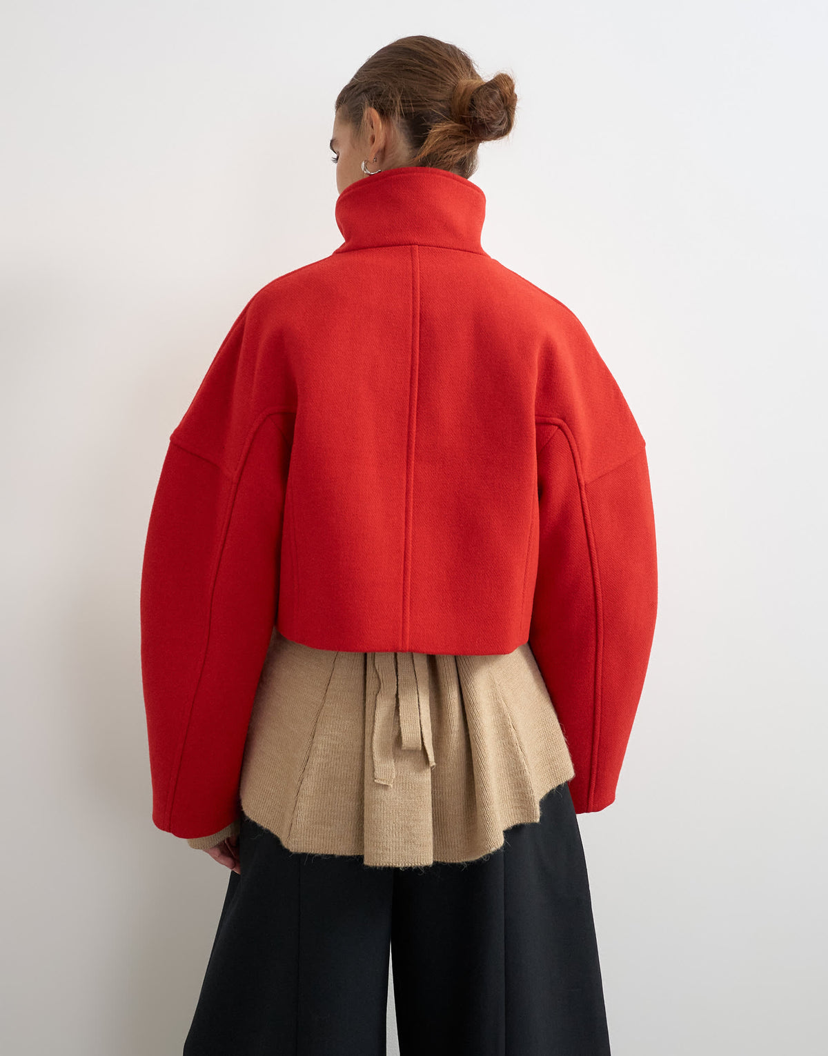 Topshop cropped formal coat in red