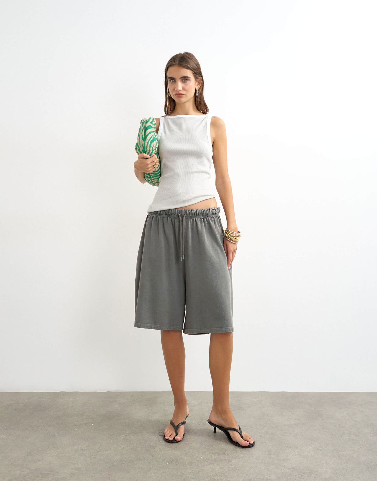 Topshop tipping slash neck racer vest in grey