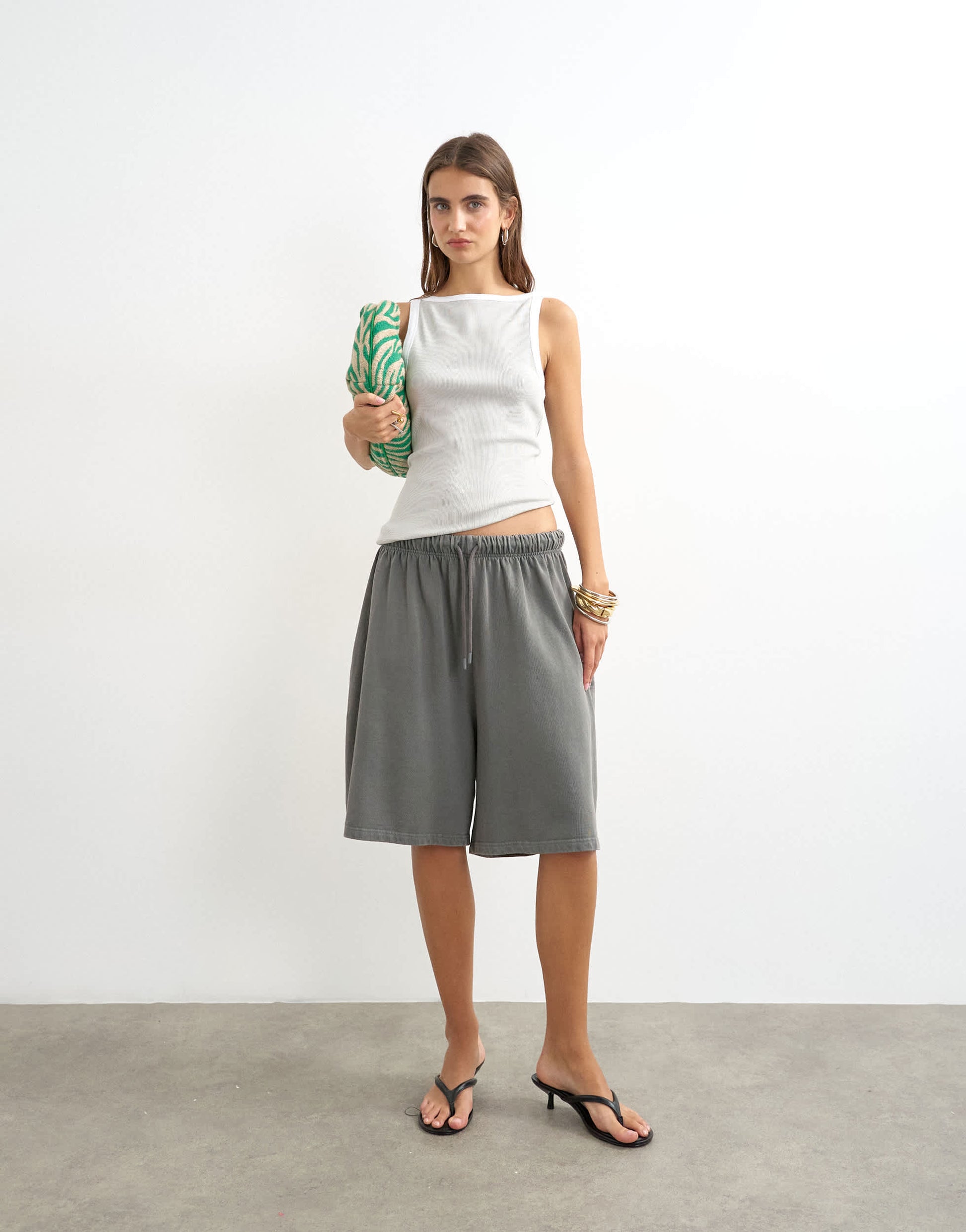 Topshop tipping slash neck racer vest in grey