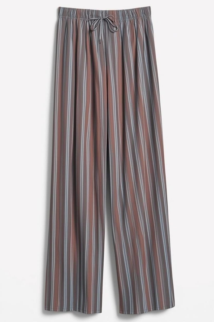 Topshop stripe plisse trouser in brown