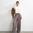Gestreifte Plissee-Hose von Topshop in Braun