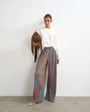 Topshop stripe plisse trouser in brown