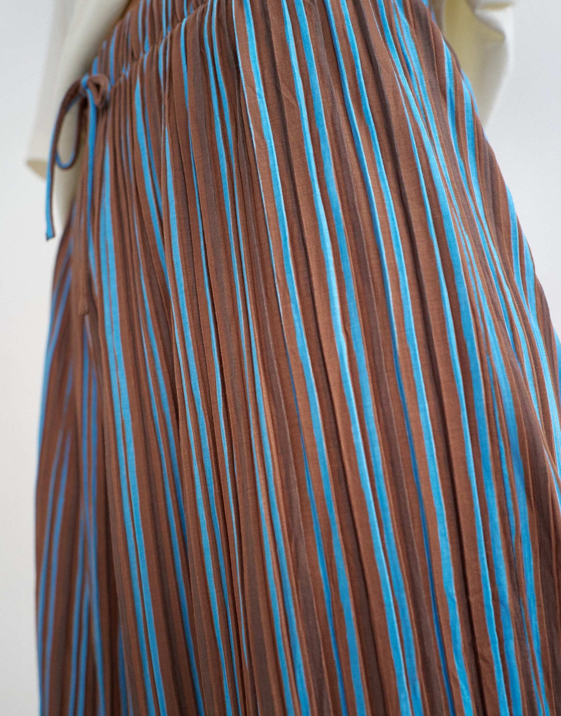 Topshop stripe plisse trouser in brown