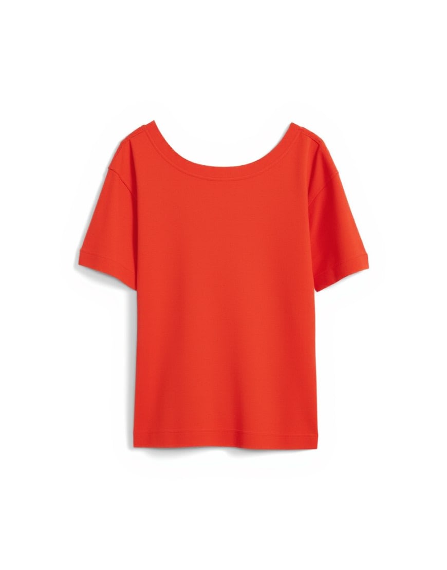Topshop fallen shoulder t-shirt in red