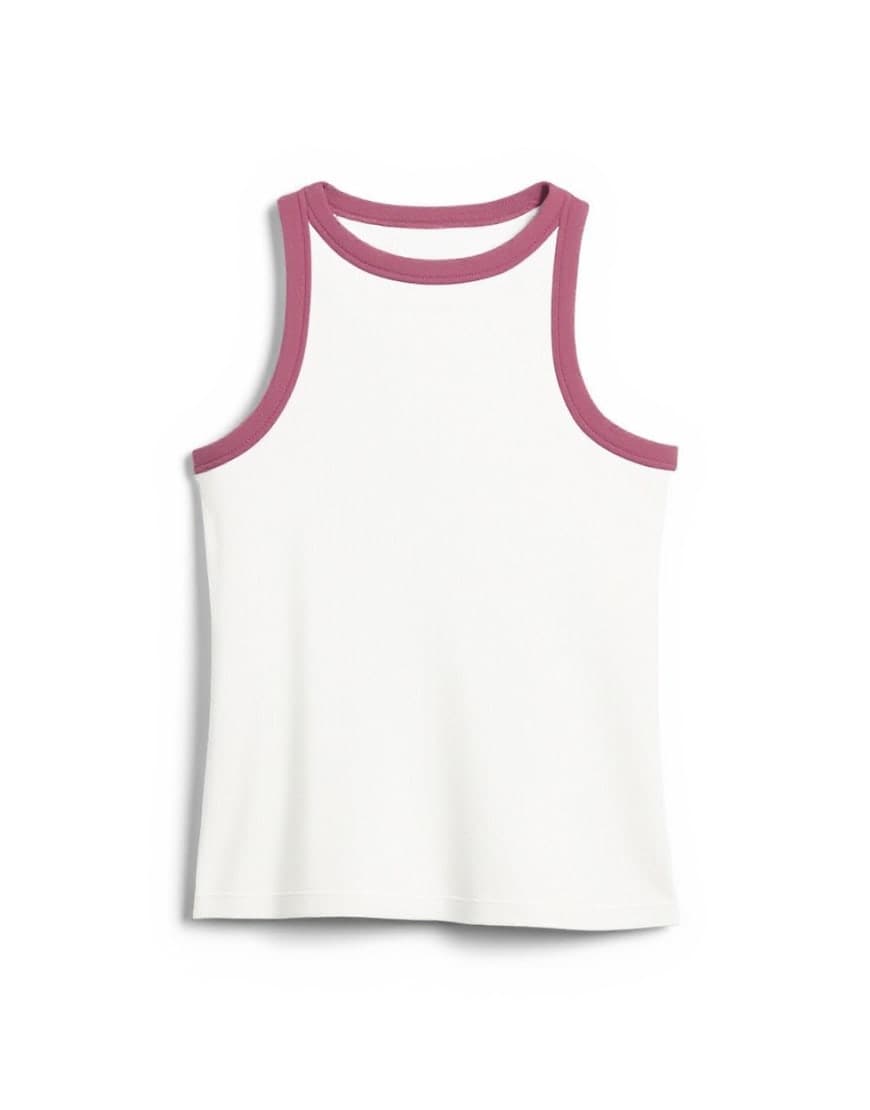 Topshop burgundy tipping slash neck racer vest in ecru