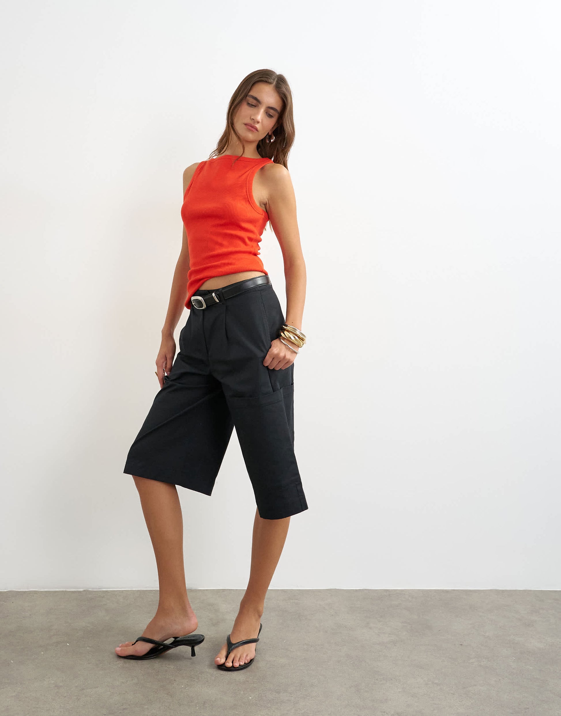 Topshop slash neck racer vest in red