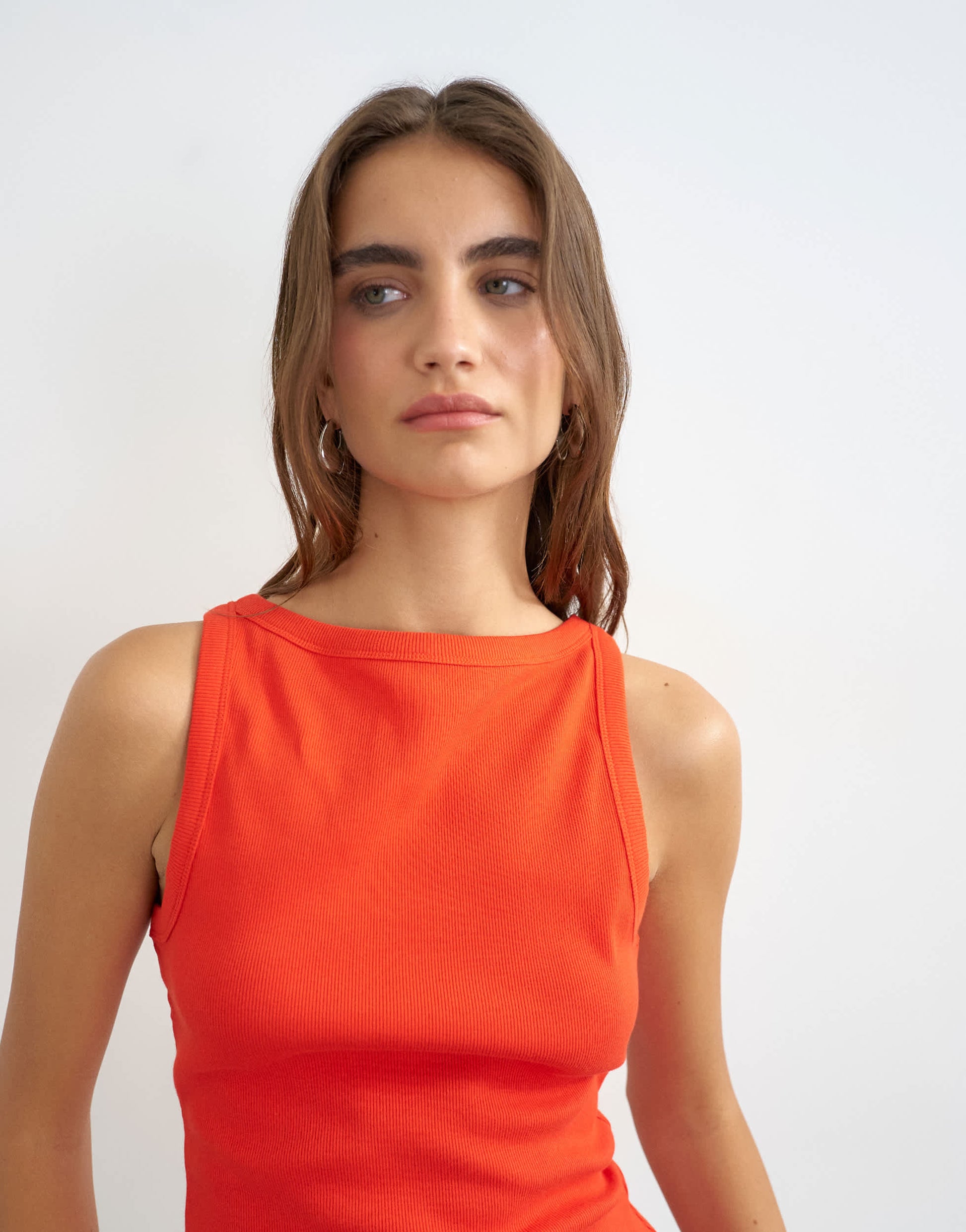 Topshop slash neck racer vest in red