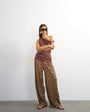 Topshop plisse trouser in brown animal 