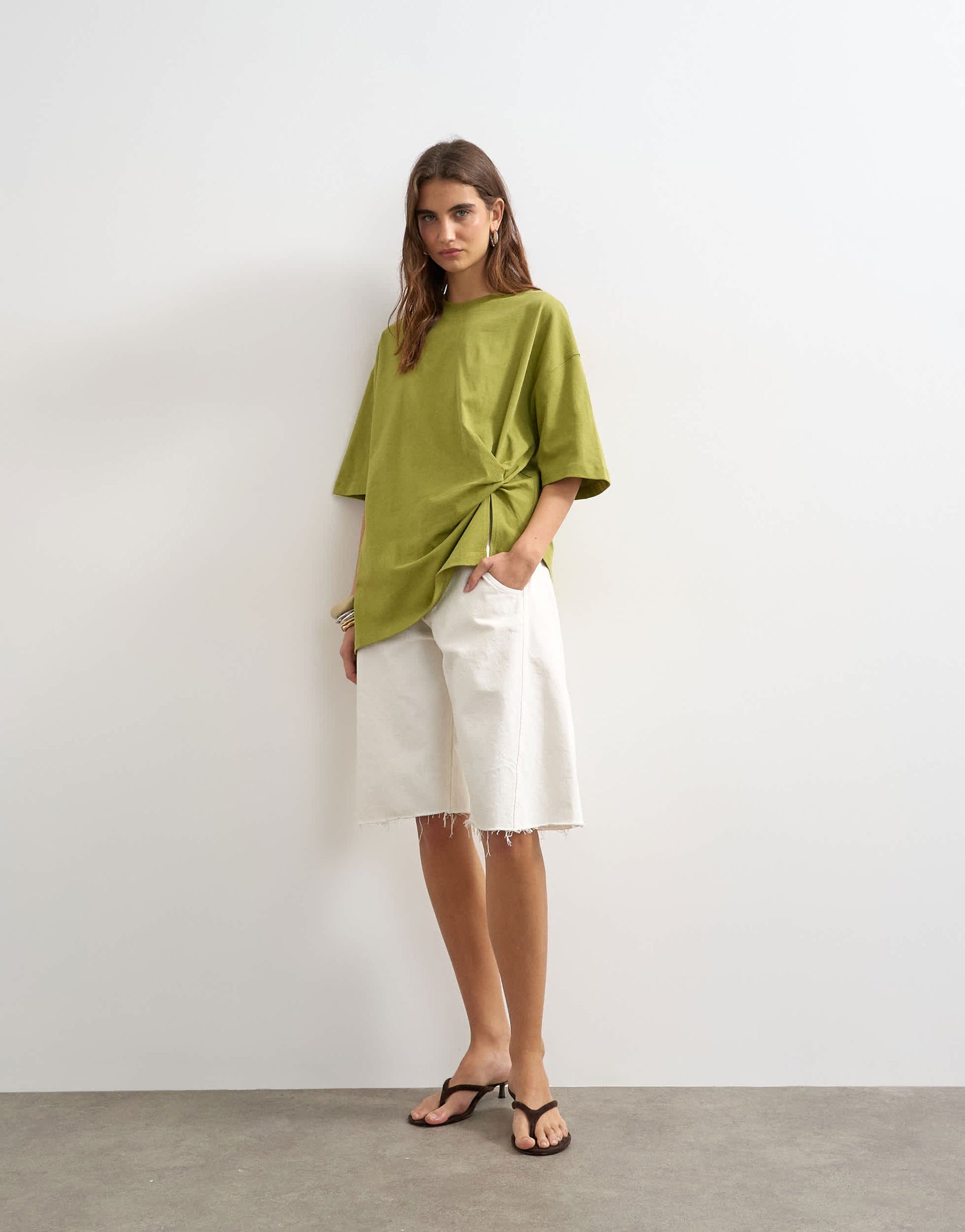 Topshop knot twist t-shirt in green