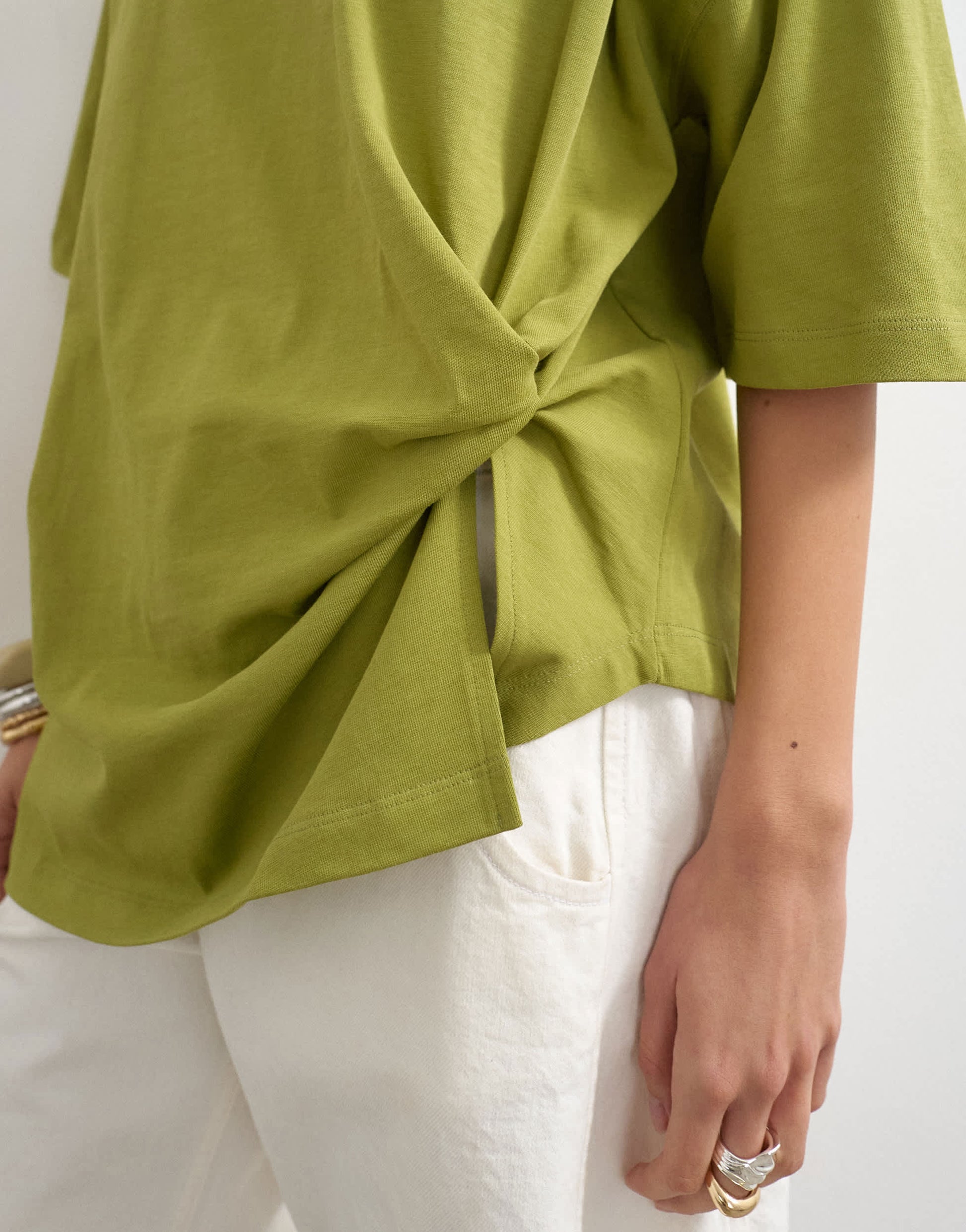 Topshop knot twist t-shirt in green
