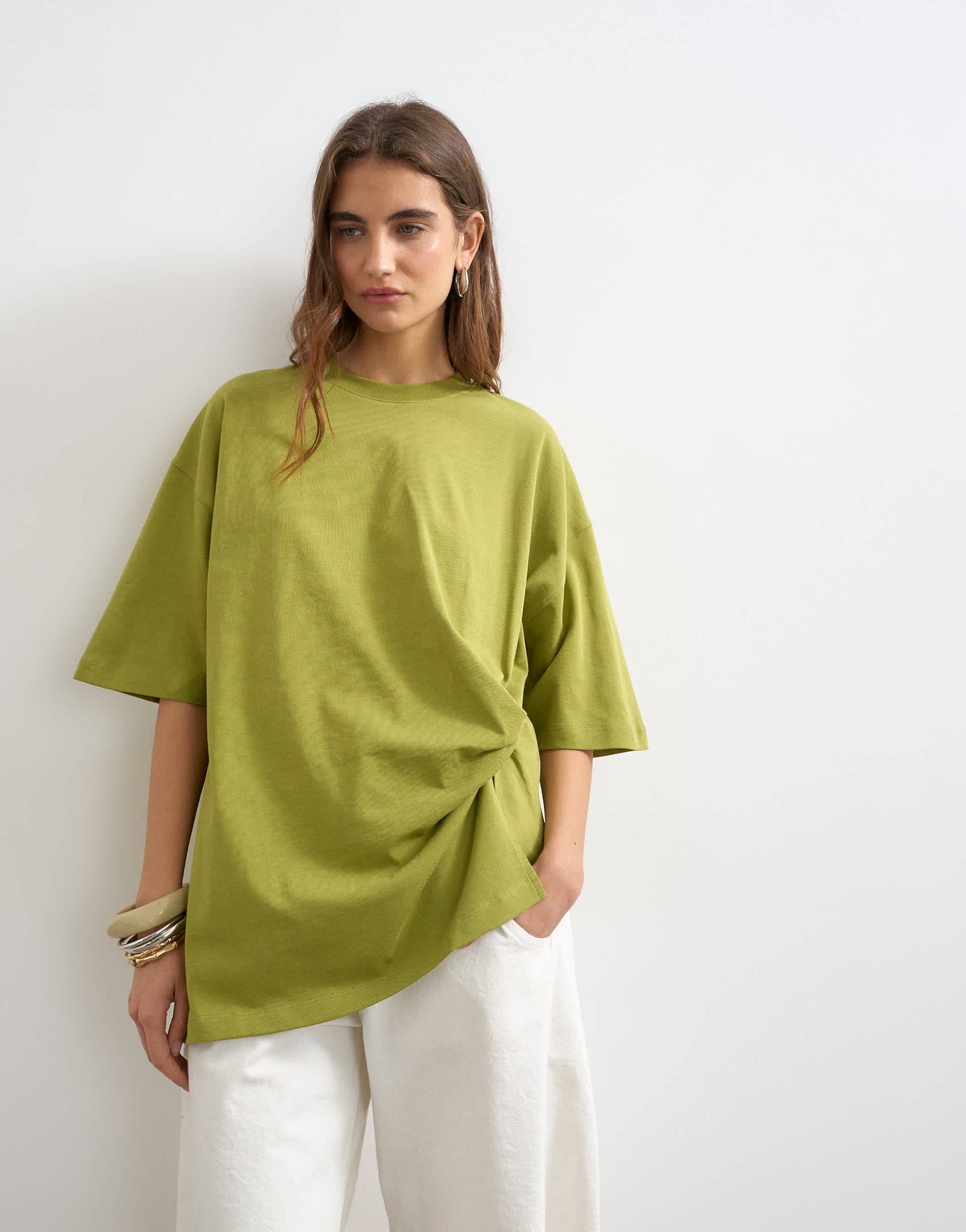 Topshop knot twist t-shirt in green