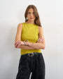Topshop slash neck racer vest in green