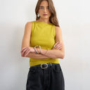 Topshop slash neck racer vest in green