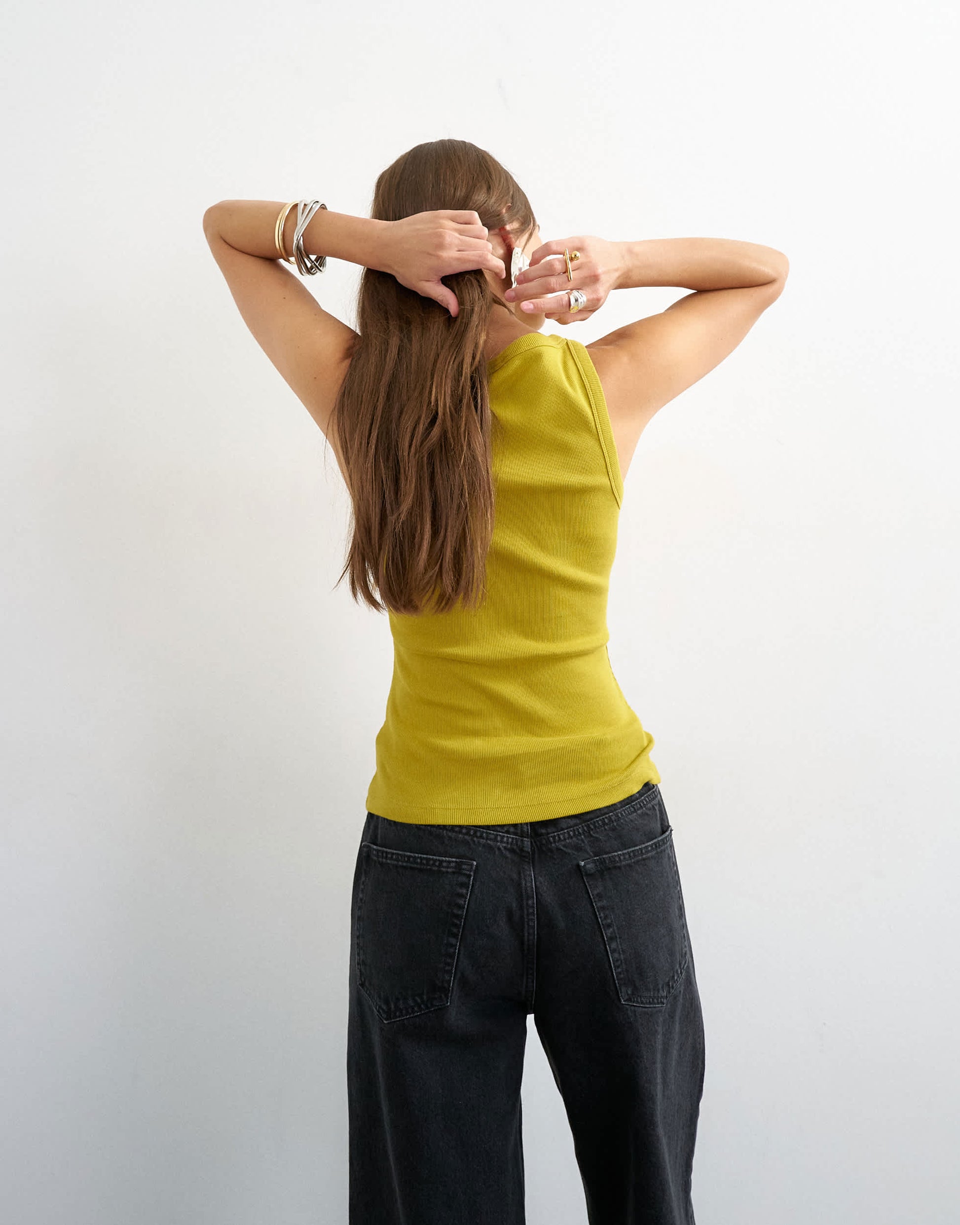 Topshop slash neck racer vest in green