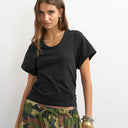 Topshop scoop neck sculpted t-shirt in black