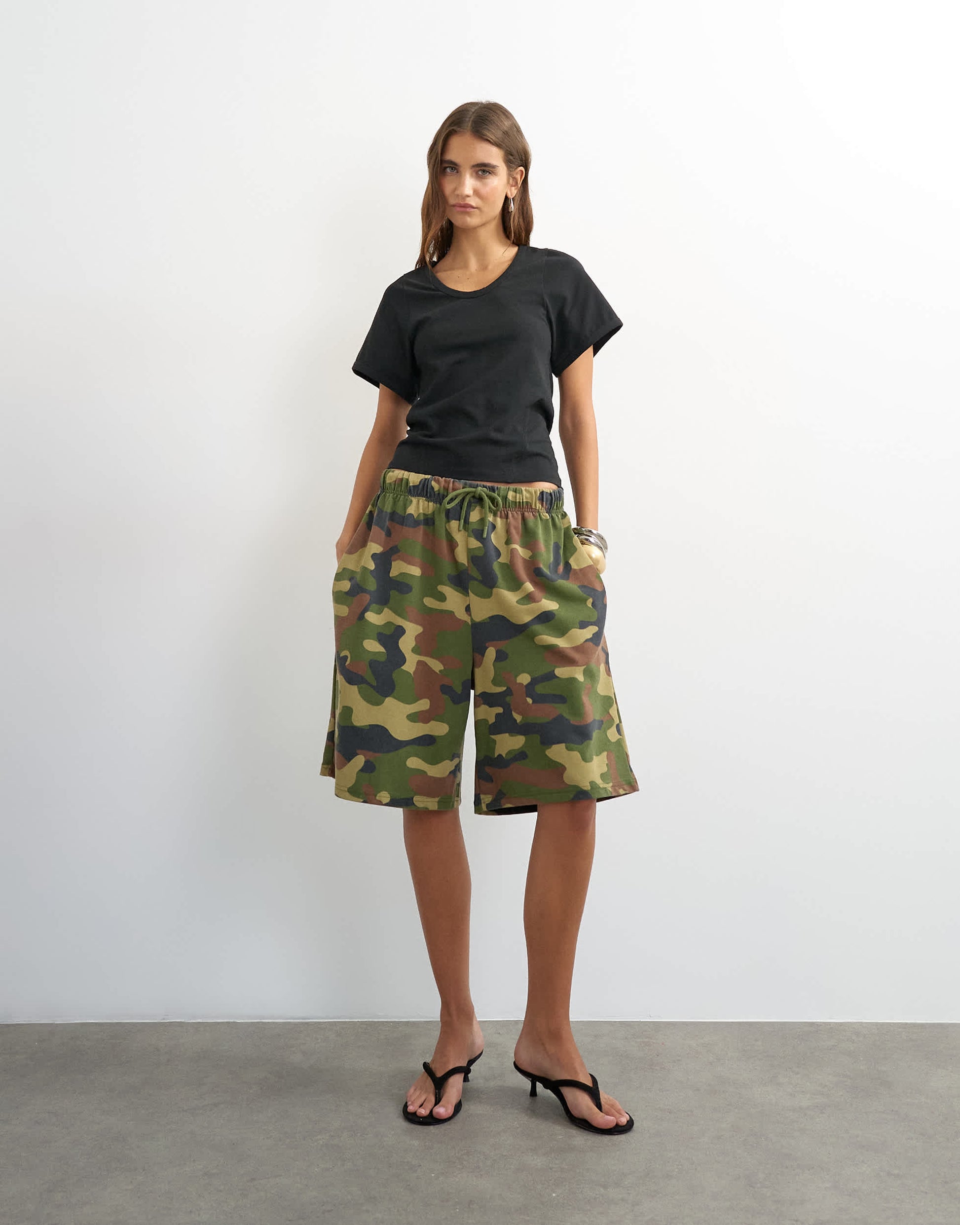 Topshop scoop neck sculpted t-shirt in black