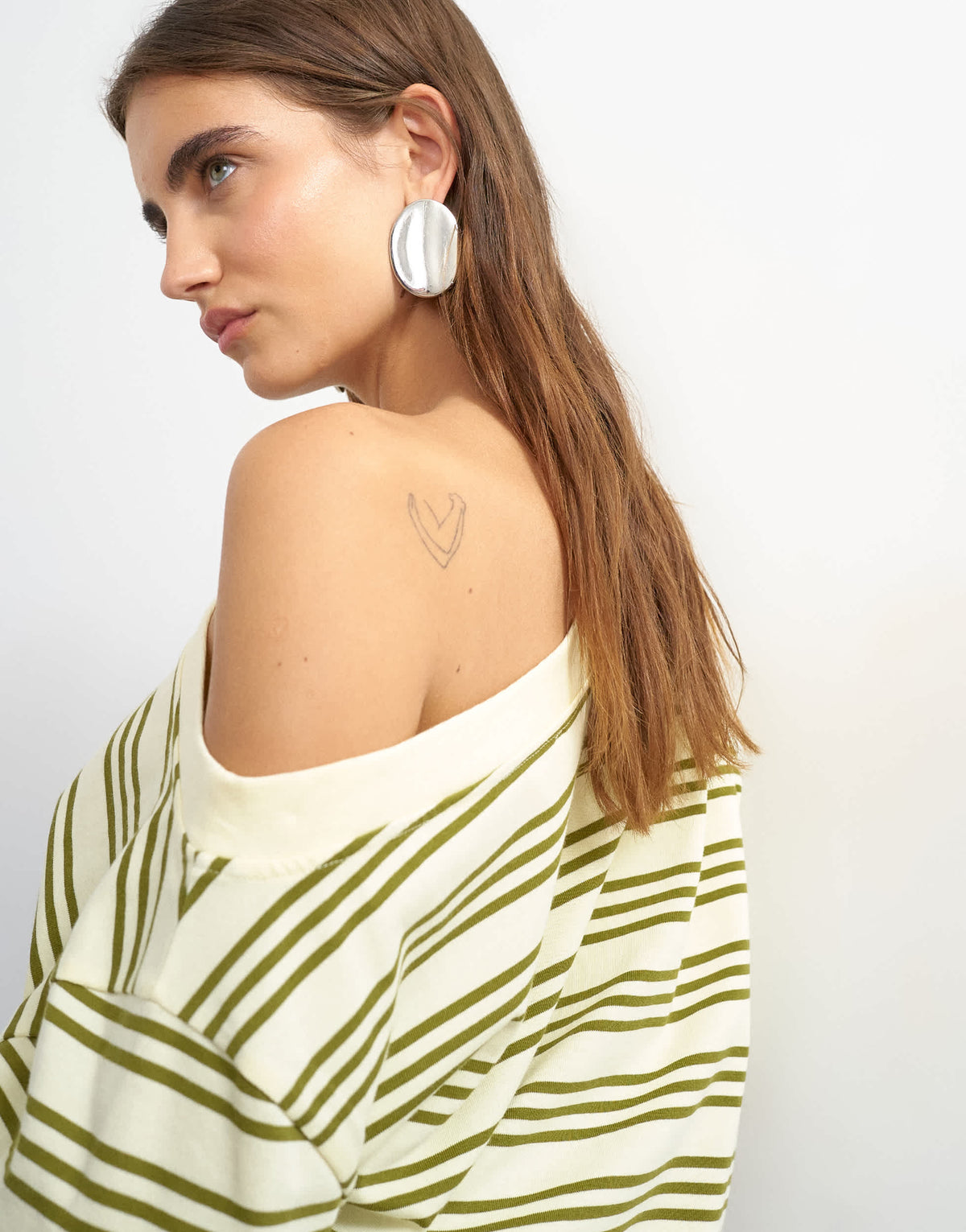 Topshop fallen shoulder t-shirt in yellow stripe