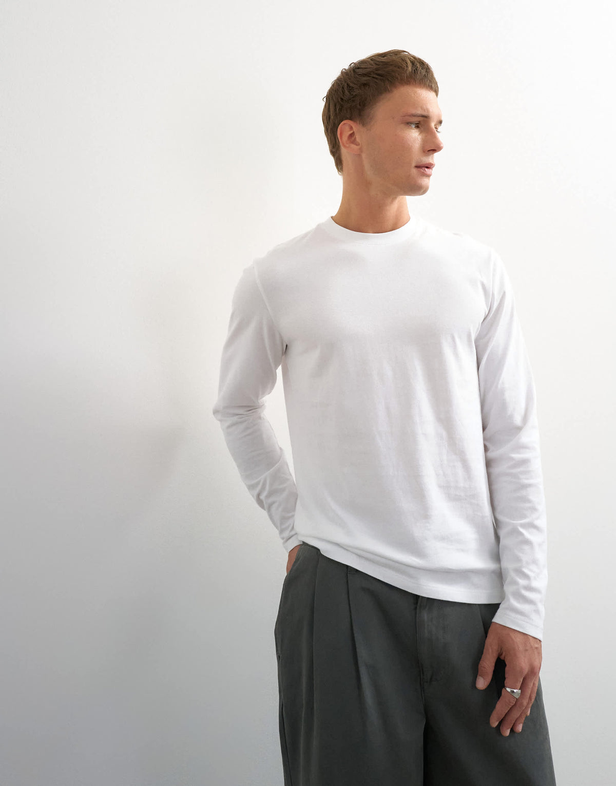 Topman classic fit long sleeve t-shirt in white