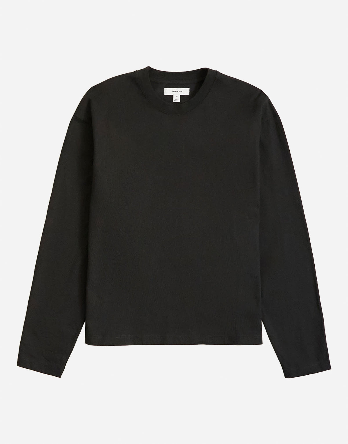 Topman relaxed fit crop long sleeve t-shirt in black
