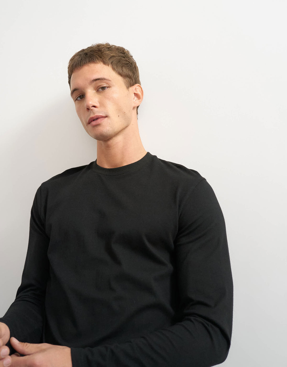 Topman classic fit long sleeve t-shirt in black