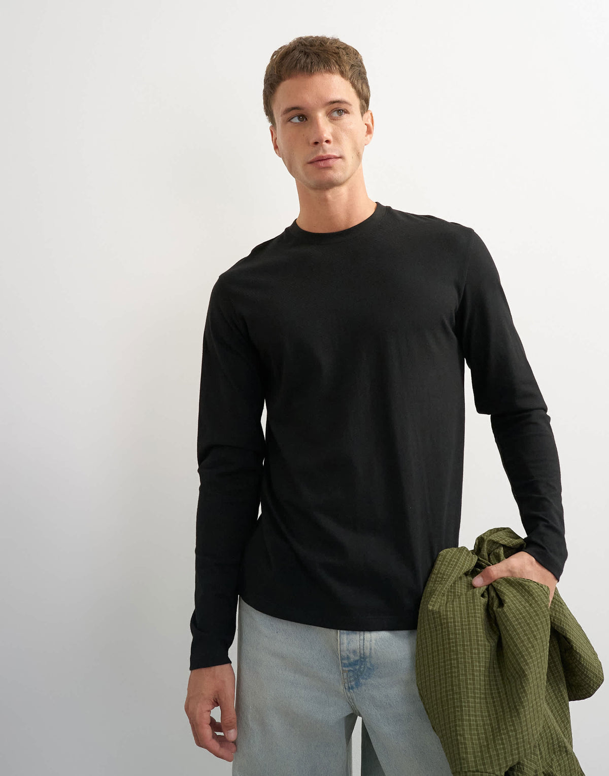 Topman classic fit long sleeve t-shirt in black