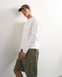 Topman relaxed fit crop long sleeve t-shirt in white
