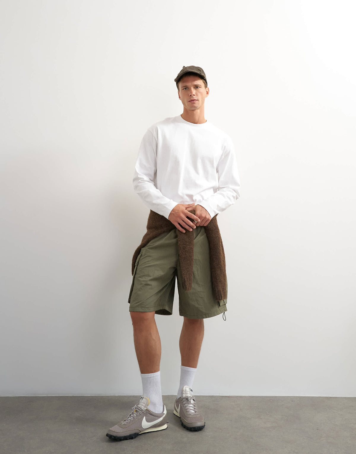 Topman relaxed fit crop long sleeve t-shirt in white