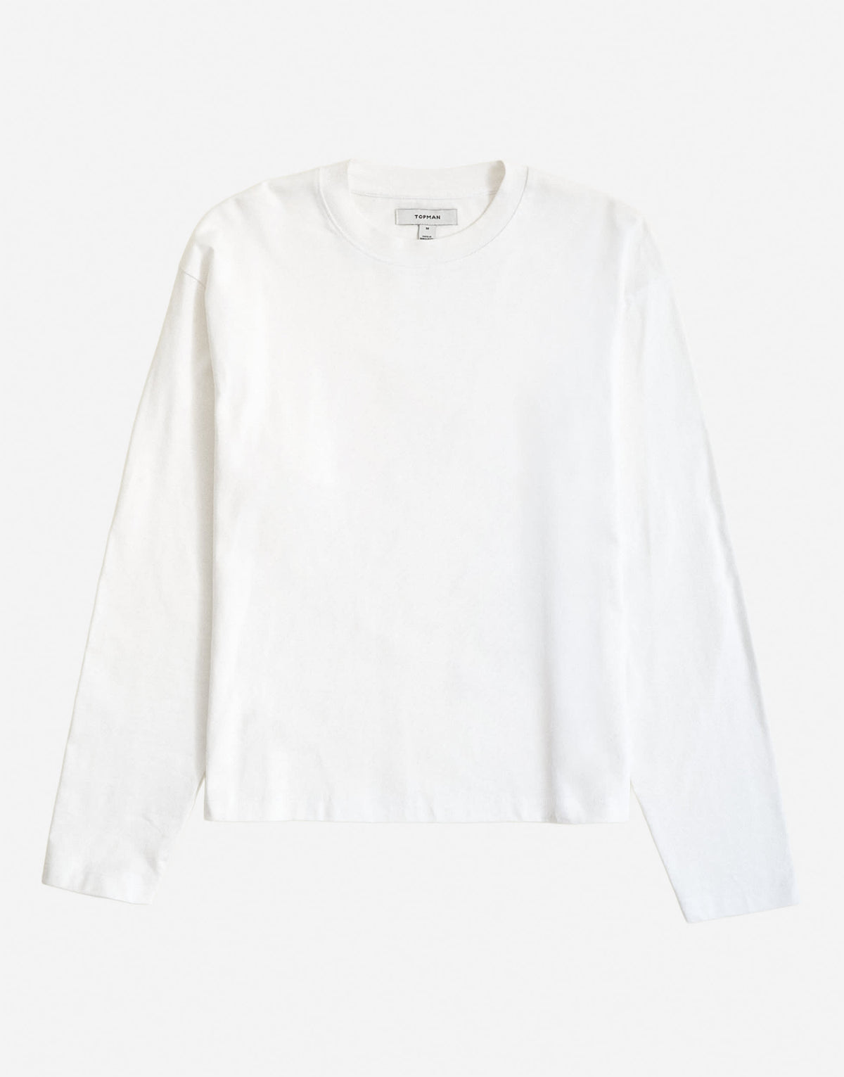 Topman relaxed fit crop long sleeve t-shirt in white