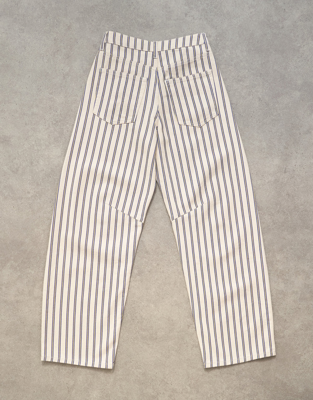 Topshop Barrel mid rise jean in blue and natural stripe