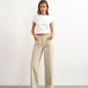 Topshop Cinch low rise relaxed jean in oat