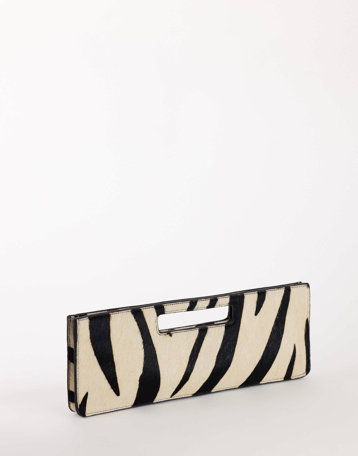 Topshop Giavanna hair on real leather medium rectangle grab bag in zebra