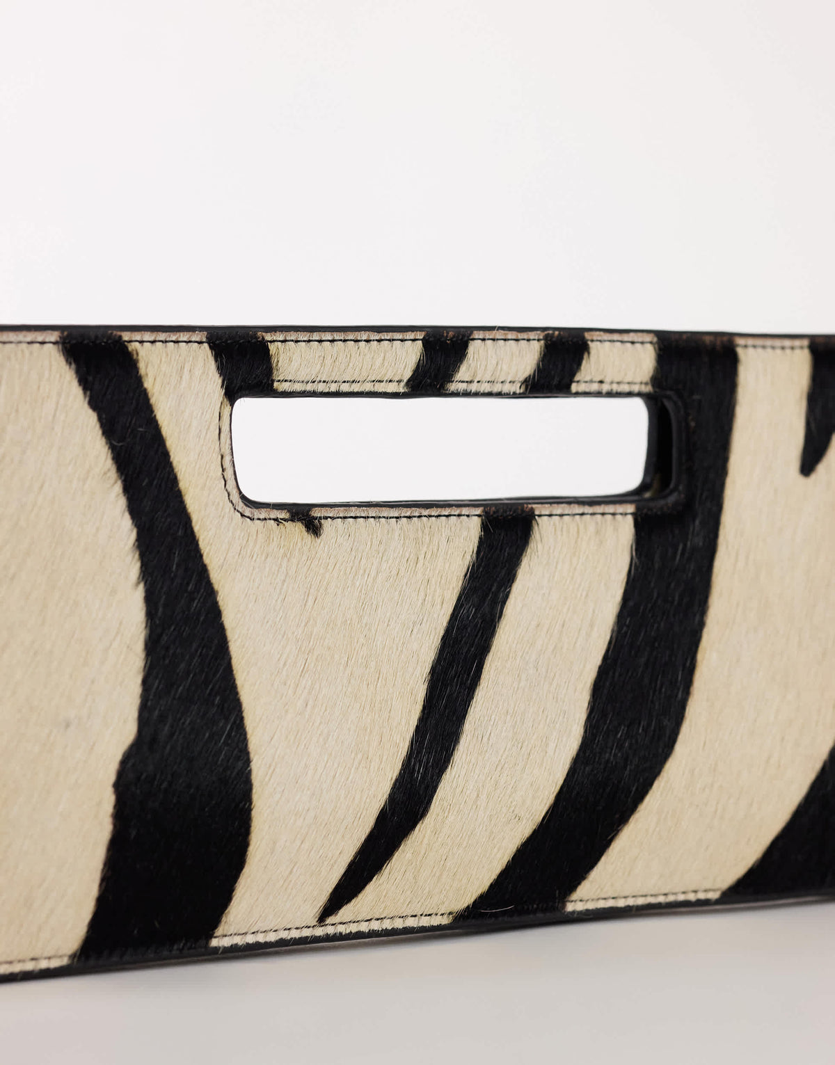 Topshop Giavanna hair on real leather medium rectangle grab bag in zebra
